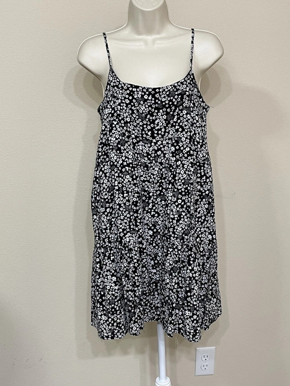 Black & White Floral Spaghetti Strap Dress